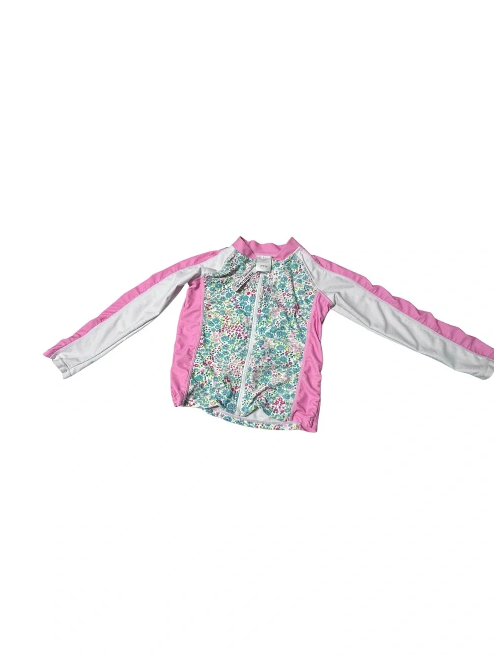 Kids Pink Floral Rash Guard Set with Hat Sz 6